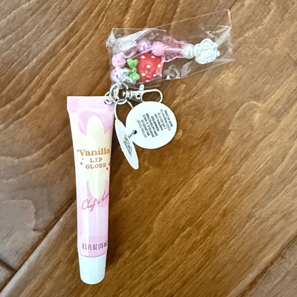 NWT Vanilla Lip Gloss with Keychain